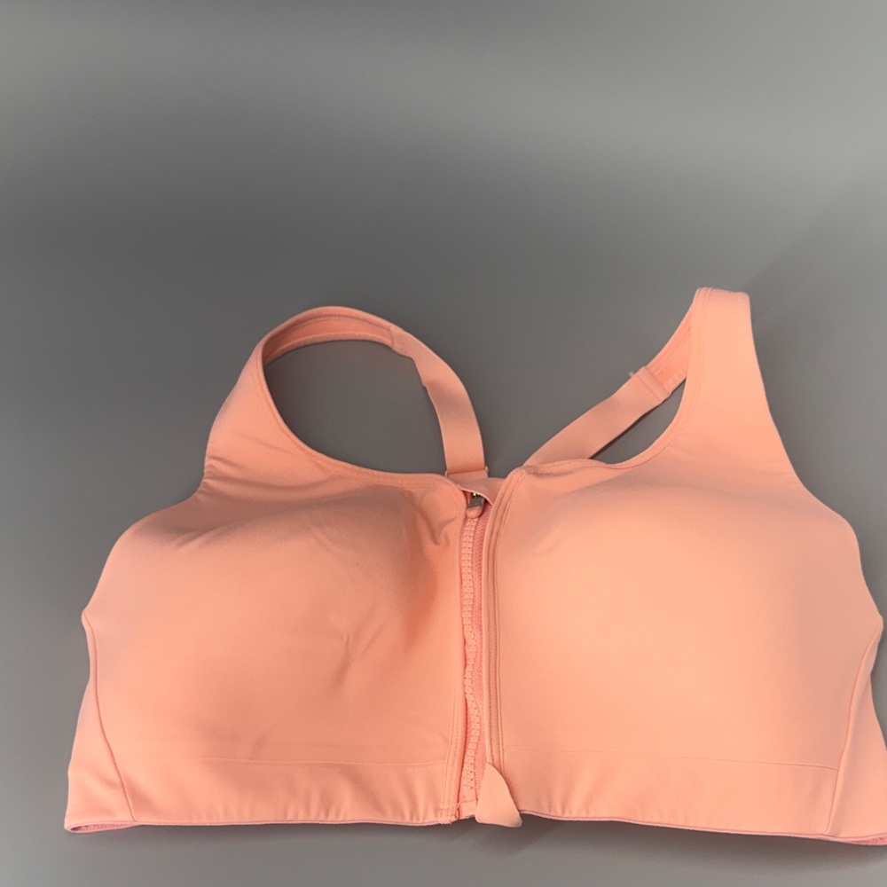 ATHLETA Advance Zip Front Bra‎ Size 36D Peach Orange
